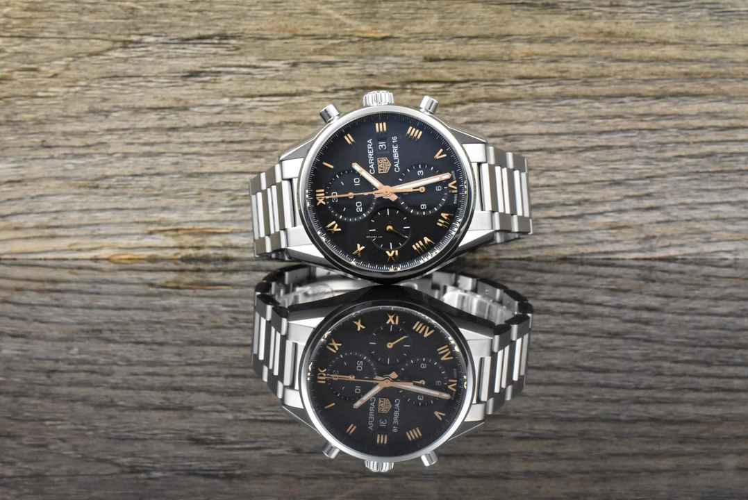  TAG Heuer Carrera Calibre 16 Chronograph 41MM Black Roségold Hands / Japan Limited B&P 