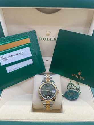  Rolex Datejust 31 Steel/Gold Green Diamond Dial FULL SET - BOX AND PAPERS MINT CONDITION year2016 LC Austria 