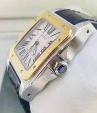 Thumbnail von Cartier Santos 100 XL Steel/Gold Top Condition with Box Serviced 2025 + NEW BLUE CROCO STRAP