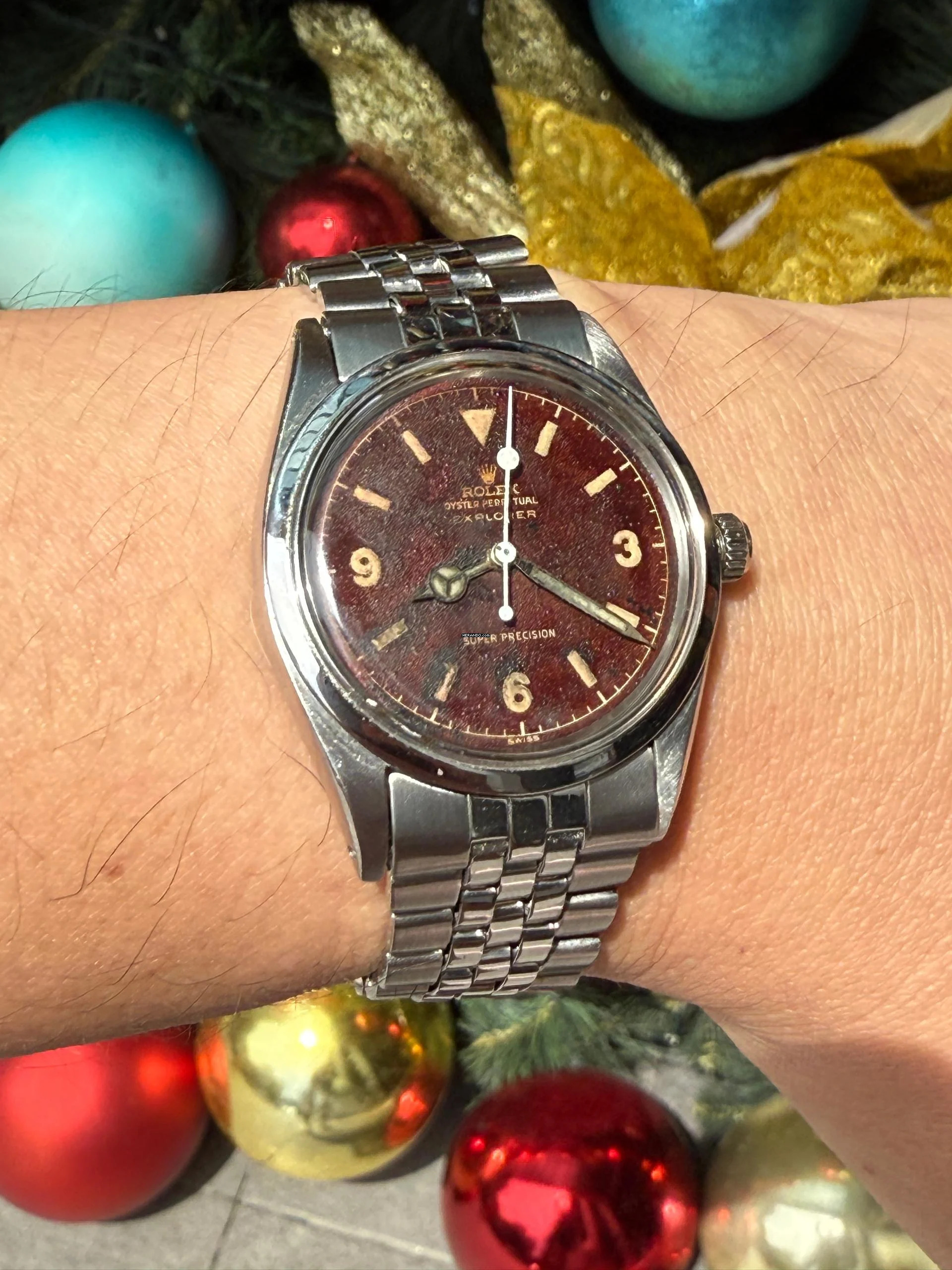  Rolex Explorer 100% Original Gilt Tropical Dial 