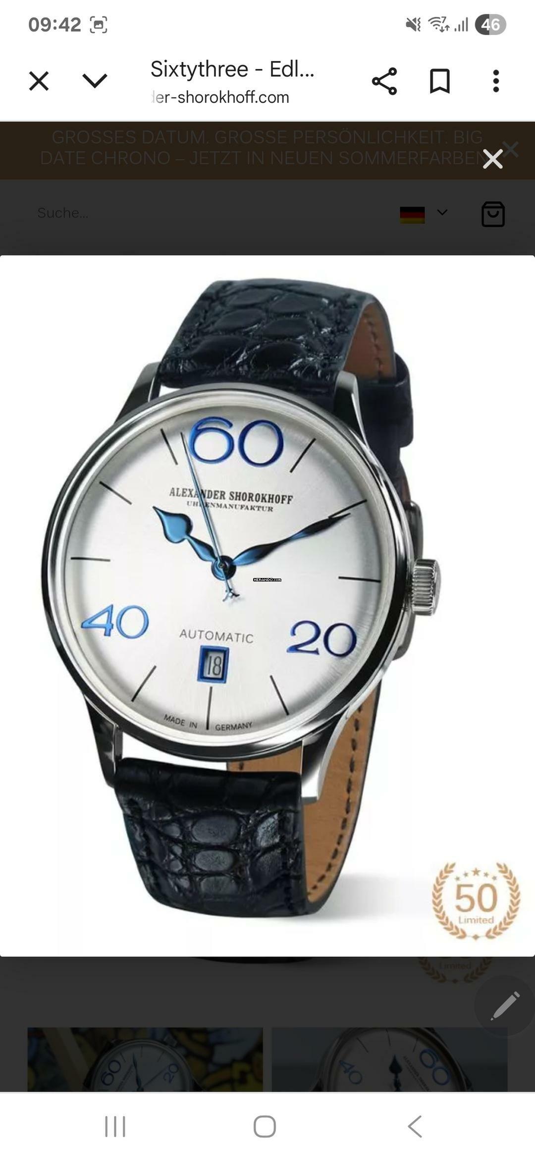 Alexander Shorokhoff Sixtythree Silver AS.LA02-1 - Limitierung 50 Stück