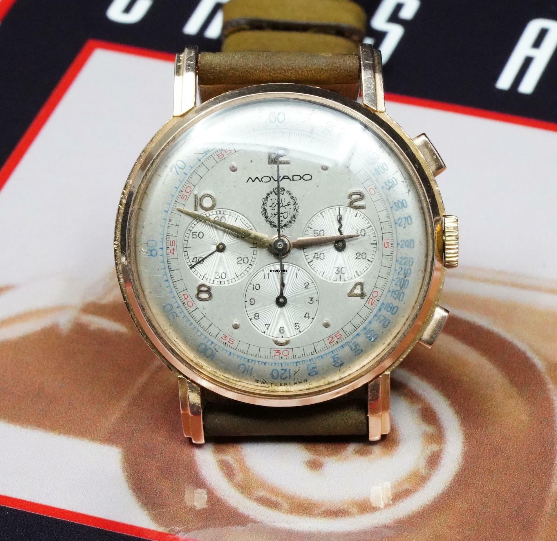 Movado RARE OVERSIZE M95 IN PINK GOLD CHRONOGRAPH WITH SAUDI KING DIAL