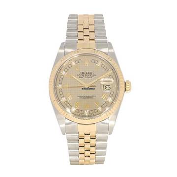  Rolex Datejust 36 Herrenarmbanduhr Datejust Automatik 16013 Houndstooth Dial aus Stahl / Gold Fullset 