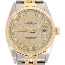 Thumbnail von Rolex Datejust 36 Herrenarmbanduhr Datejust Automatik 16013 Houndstooth Dial aus Stahl / Gold Fullset