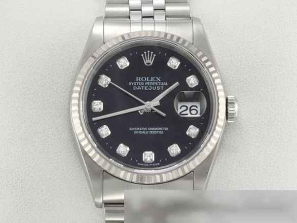  Rolex Datejust 36 36mm 16234 2001 Stahl Weissgold 750 Diamanten Automatik Stainless Steel 18kt White Gold Jubilé-band Chronometer Oyster Black Dial 