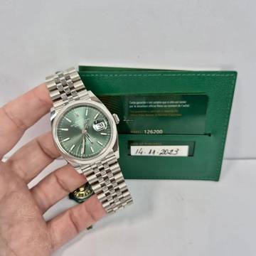  Rolex Datejust 36 36mm Green Dial Jubilee Automático Completo 