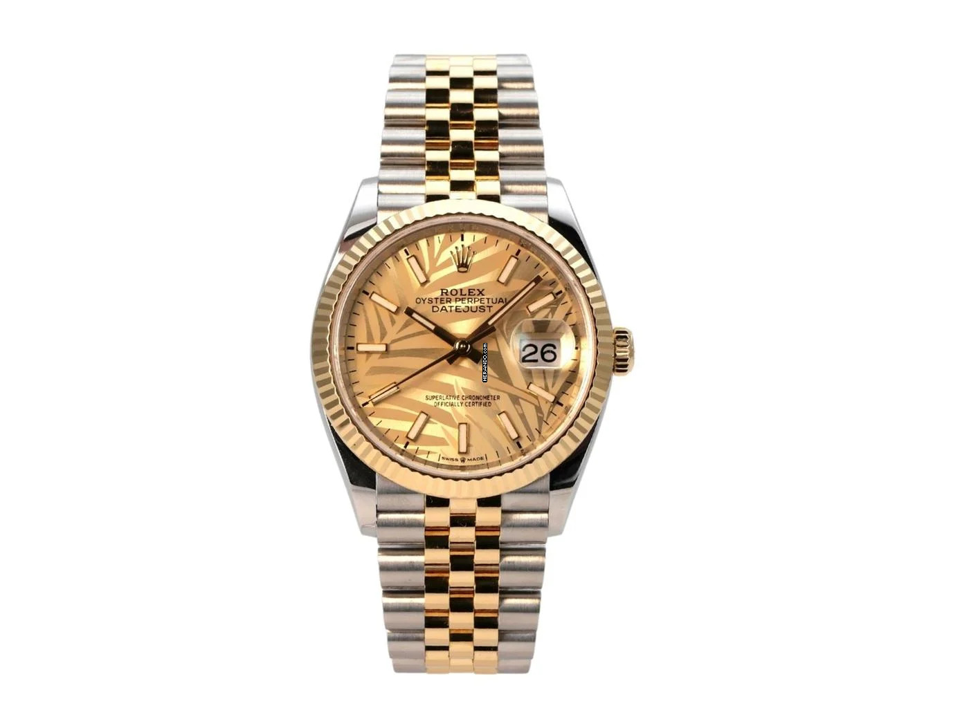 Rolex Datejust 36 Oystersteel / Gelbgold Ref. 126233 Golden Palmenmuster Jubile-Band