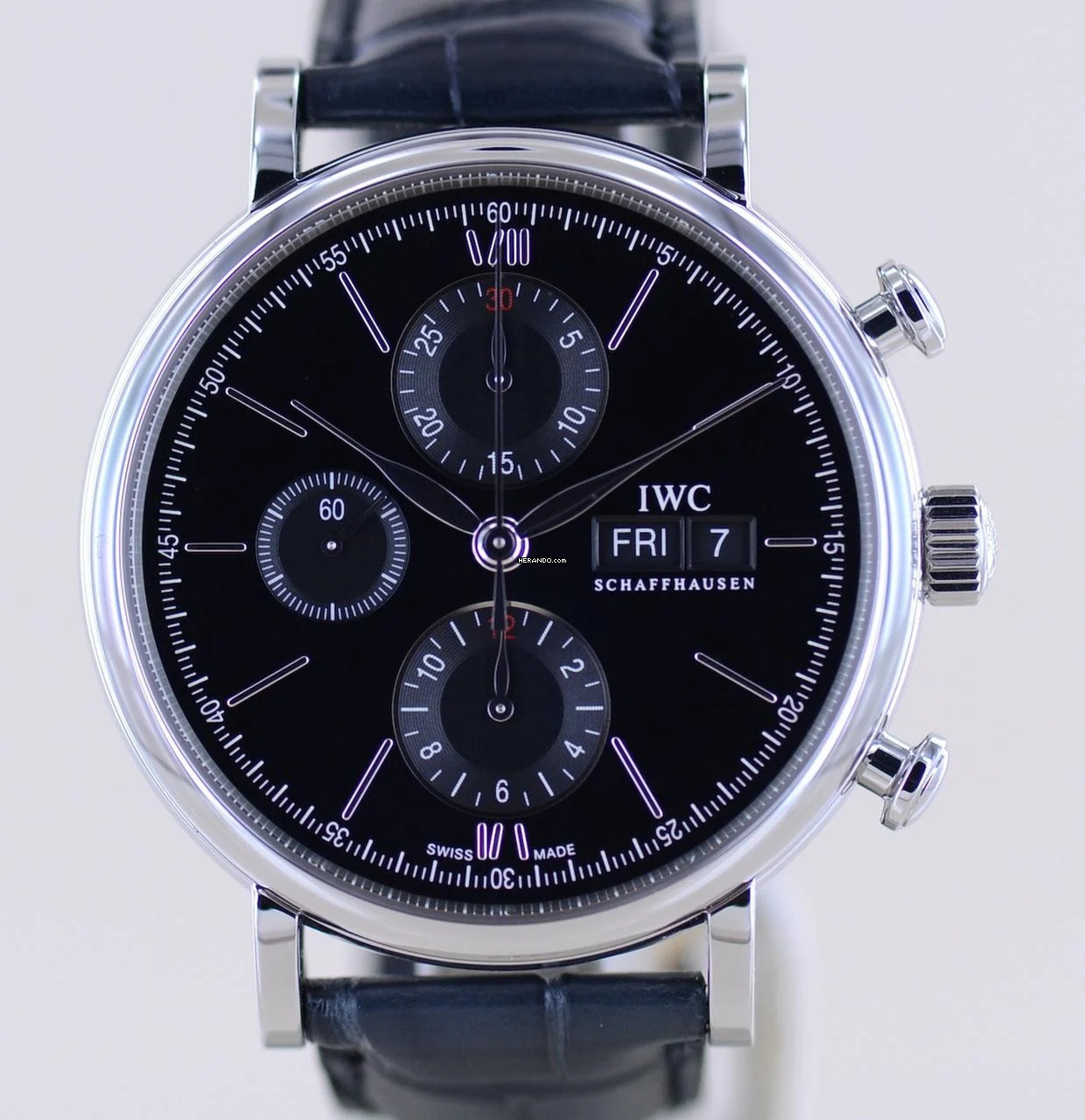 IWC Portofino Chronograph Automatic black Dial Dresswatch 42mm B+P unworn