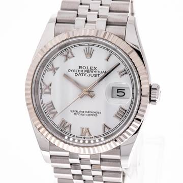  Rolex Datejust 36 White – Roman Dial – 126234 – like NEW – 12/2019 Full Set Lc100 