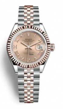  Rolex Lady-Datejust 28 Steel And Rose Gold - Jubilee Bracelet - Fluted Bezel Rose Roman Dial - With Box And Papers - 279171 2024 