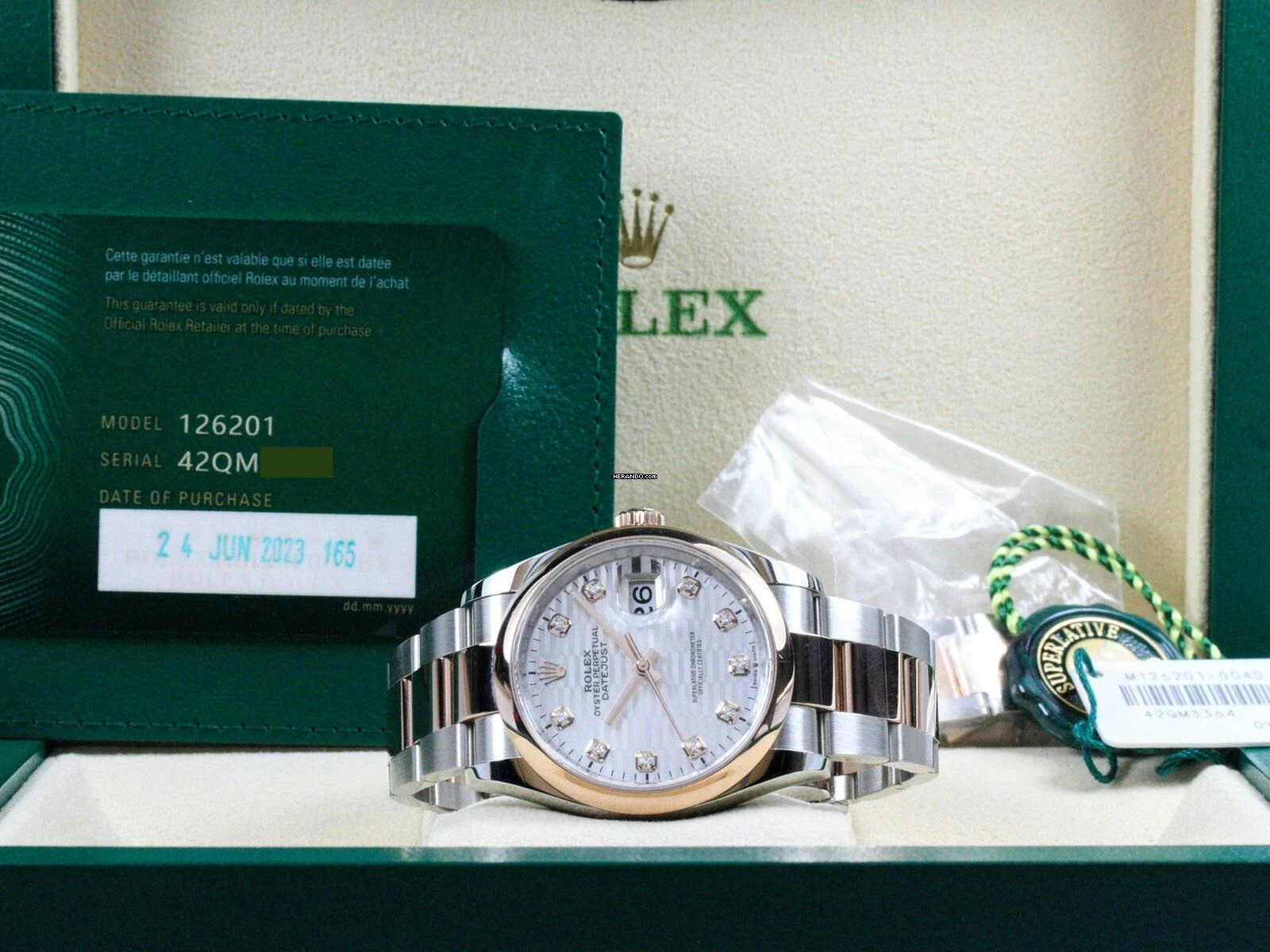 Rolex Datejust 36 mm 18k Roségold Referenz 126201