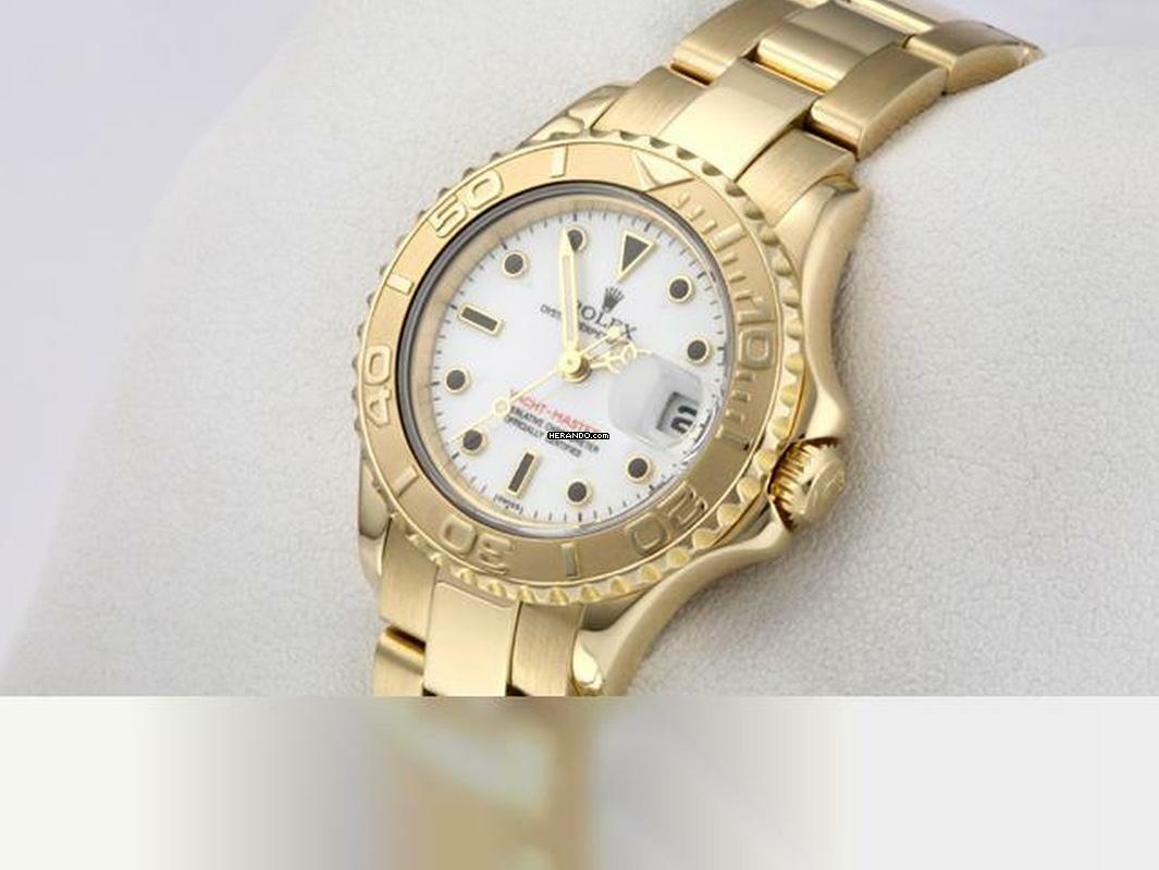 Rolex Yacht-Master 29mm Gelbgold 750 169628 1999 Automatik 18kt Yellow Gold Damen Oyster-band Chronometer White Dial