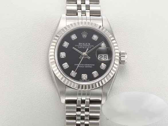  Rolex Lady-Datejust Stahl Weissgold 750 Diamanten 2002 Automatik Stainless Steel 18kt White Gold Damen Jubilé-band Chronometer Oyster Black Dial 