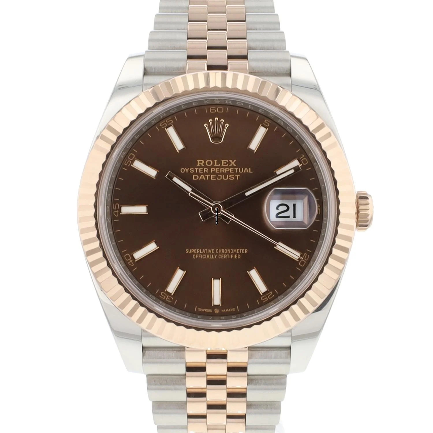  Rolex Datejust 41 Jubilee Fluted Steel Everose Choco Dial 