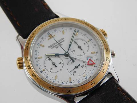  Jaeger-LeCoultre Heraion Reveil Herrenuhr Chronograph Alarm im Top Zustand 36mm Stahl / Gold 