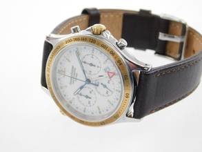Thumbnail von Jaeger-LeCoultre Heraion Reveil Herrenuhr Chronograph Alarm im Top Zustand 36mm Stahl / Gold