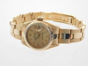 Thumbnail von Rolex Lady-Datejust 18 Karat Gelbgold Lady-Datejust mit Oysterband Box und Zubehör wie Neu von 1982 Saphirglas Schnellschaltung volles Band im Traumzustand !