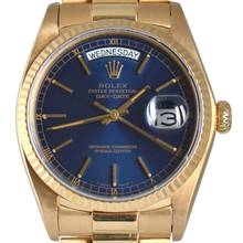 Thumbnail von Rolex Day-Date 36 18038 President Soleil blue dial yellow gold 18KT Full Set