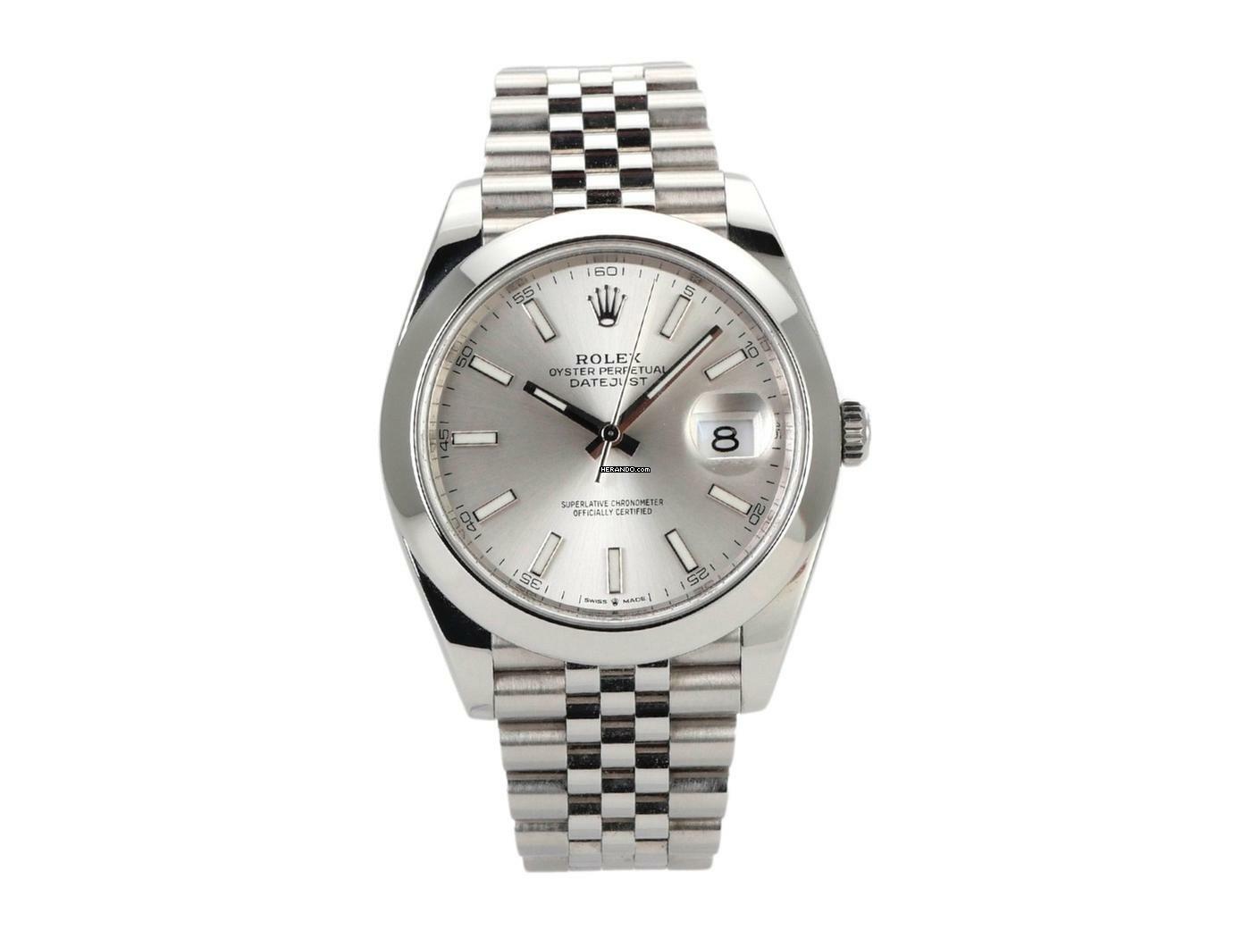 Rolex Datejust 41 Ref. 126300 Edelstahl Silber Index Jubile-Band
