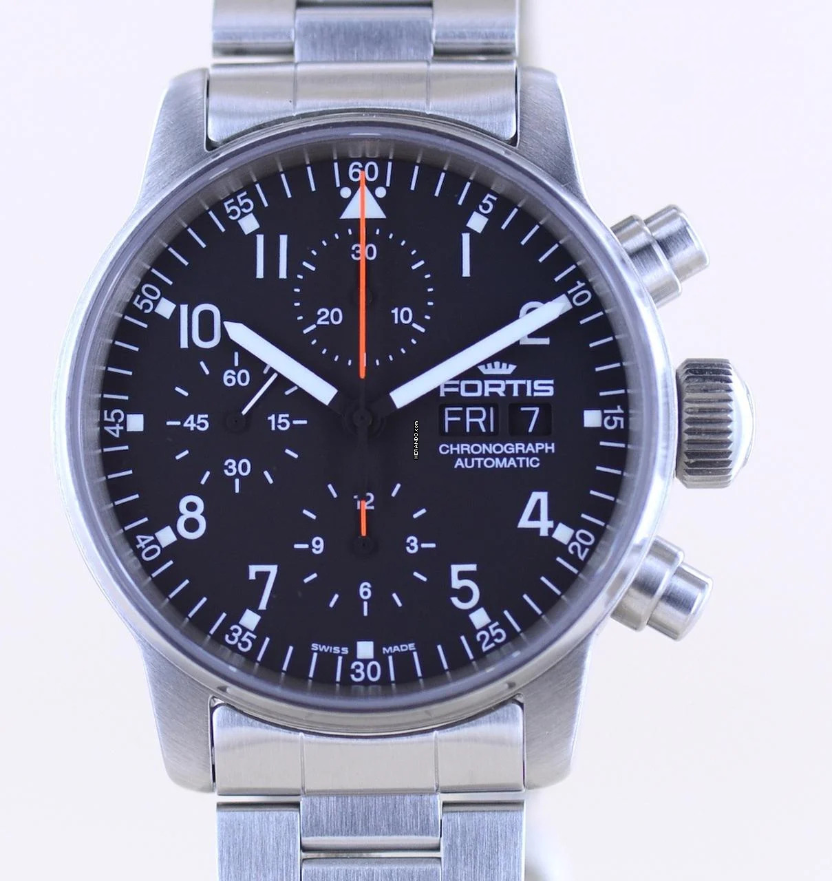  Fortis Flieger (Submodel) Day Date Chronograph Automatic 7750 black Dial B+P 