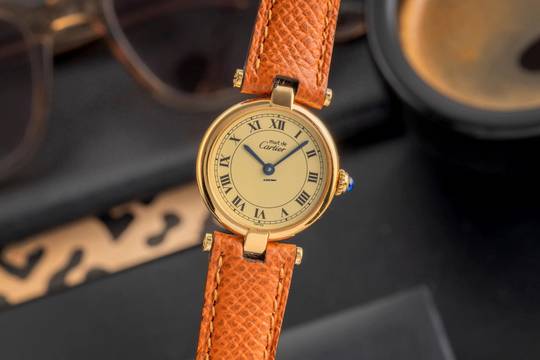  Cartier Vendome LC PM Vermeil 925 Silber Ivory Dial Damenuhr Ref. 84978213 