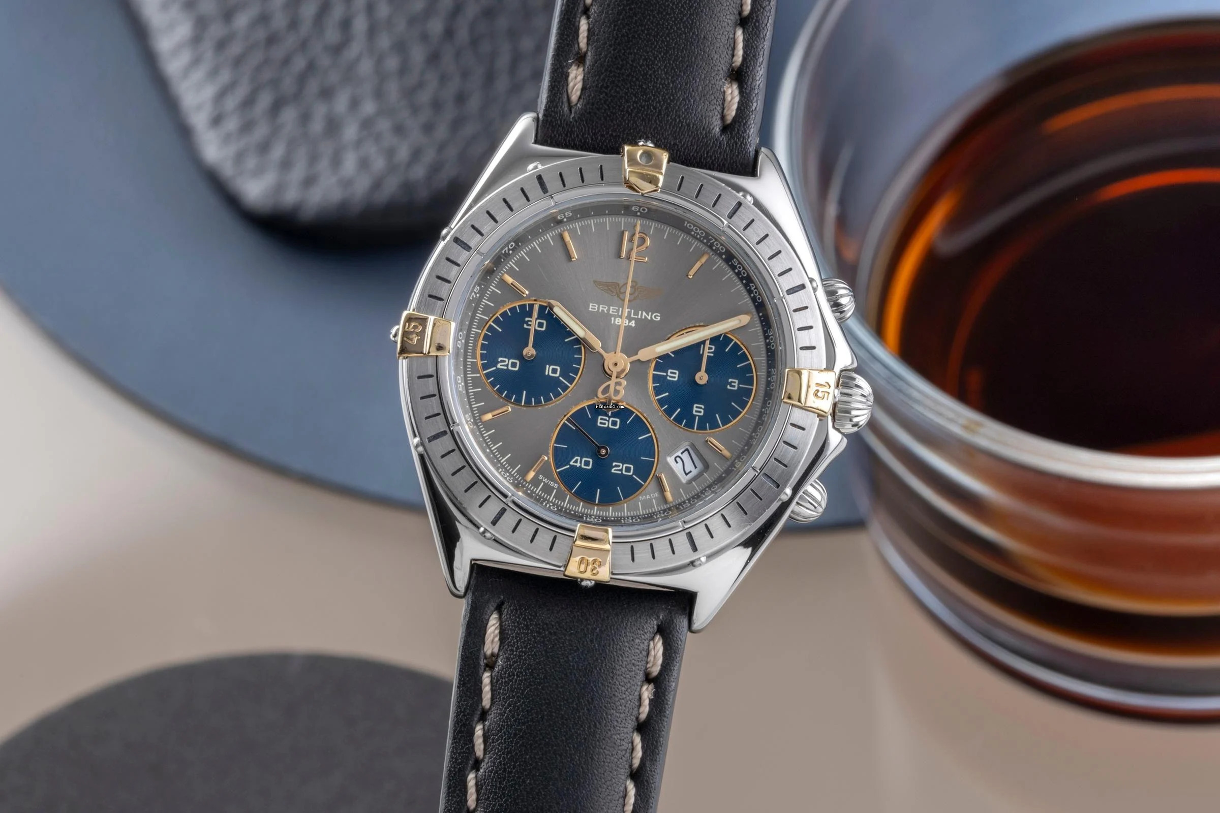 Breitling Windrider Chronograph Sextant Stahl vergoldet Herrenuhr Ref. B55045