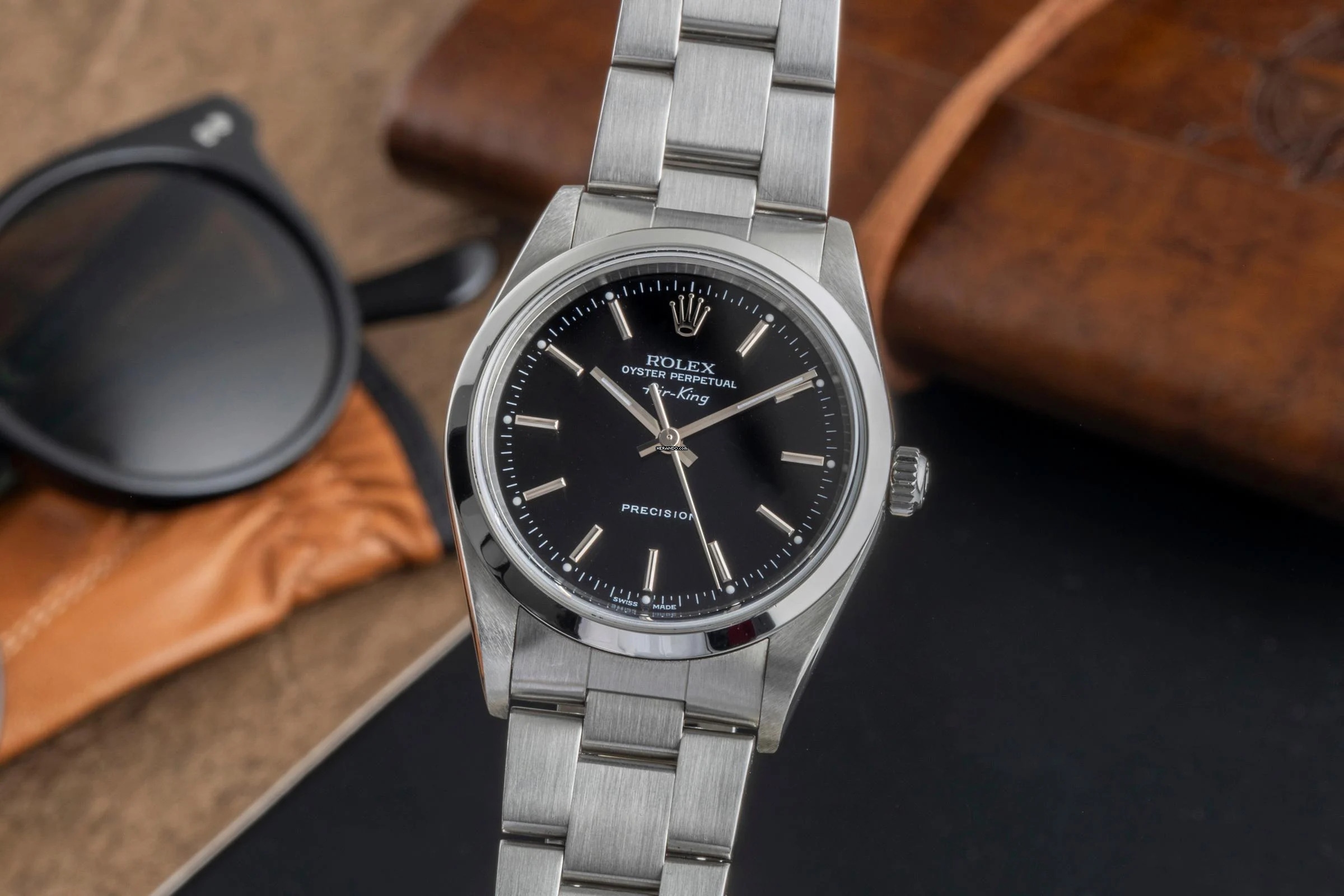  Rolex Air King 34 Black Dial Oyster Edelstahl Automatik Herrenuhr Ref. 14000M 