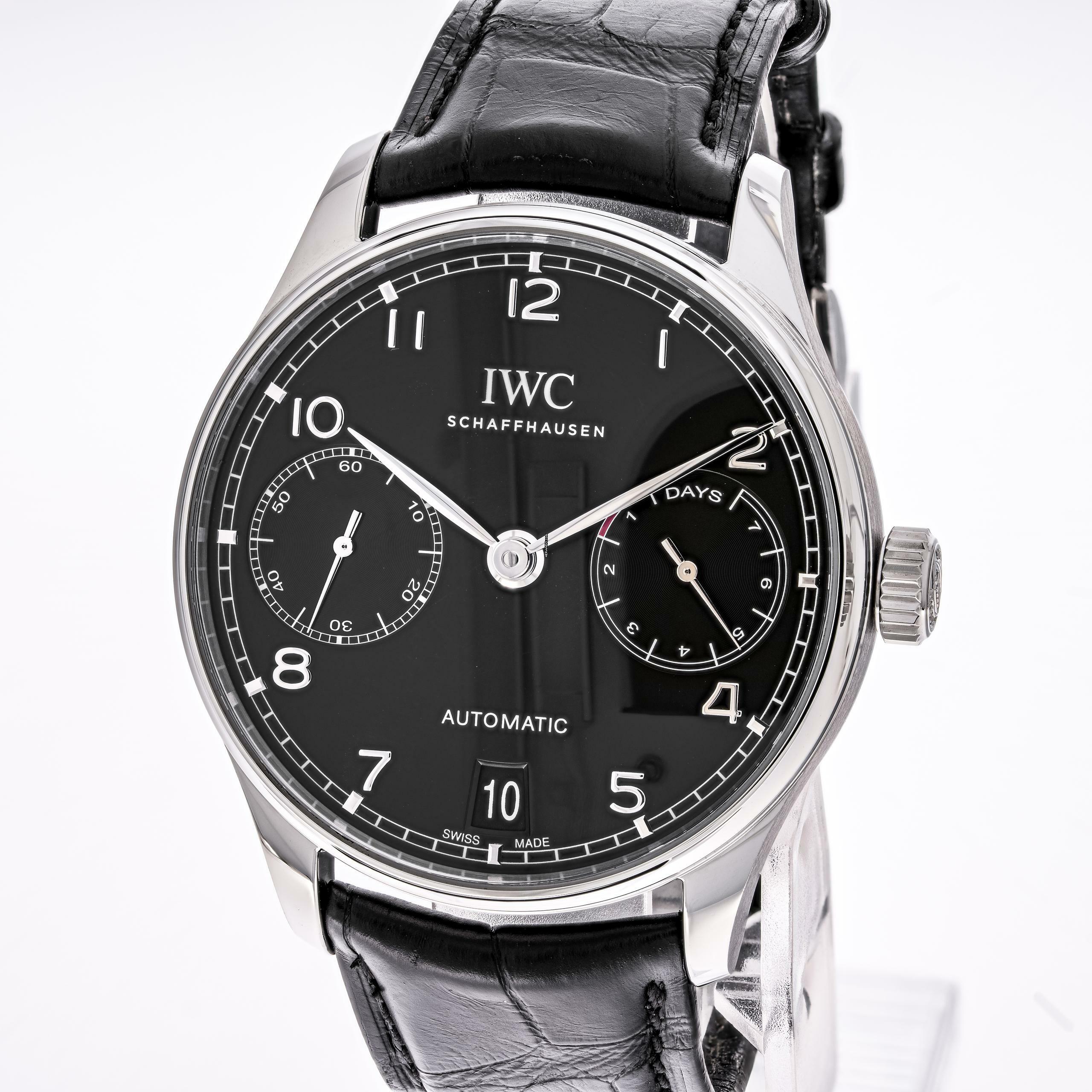 IWC Portugieser Automatik 7 Days 42 Black – IW500703 – like NEW – 01/2022 Full Set