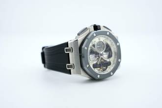 Thumbnail von Audemars Piguet Royal Oak Offshore Tourbillon Chronograph Titanium - LIMITED TO 15 Pc. - With Box And Papers 26387.IO.OO.D002CA.01