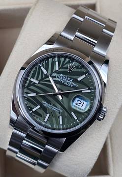  Rolex Datejust 36 36mm 126200 Palm Dial - Oyster Bracelet Like New Condition Full Set 9-2021 