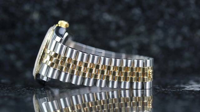  Rolex Datejust 36 Steel Gold - Factory Diamond Champagne - like New - Fullset 