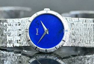 Thumbnail von Piaget rare Vintage Dress Watch | 9701 A 6 | Lapislazuli dial | white gold
