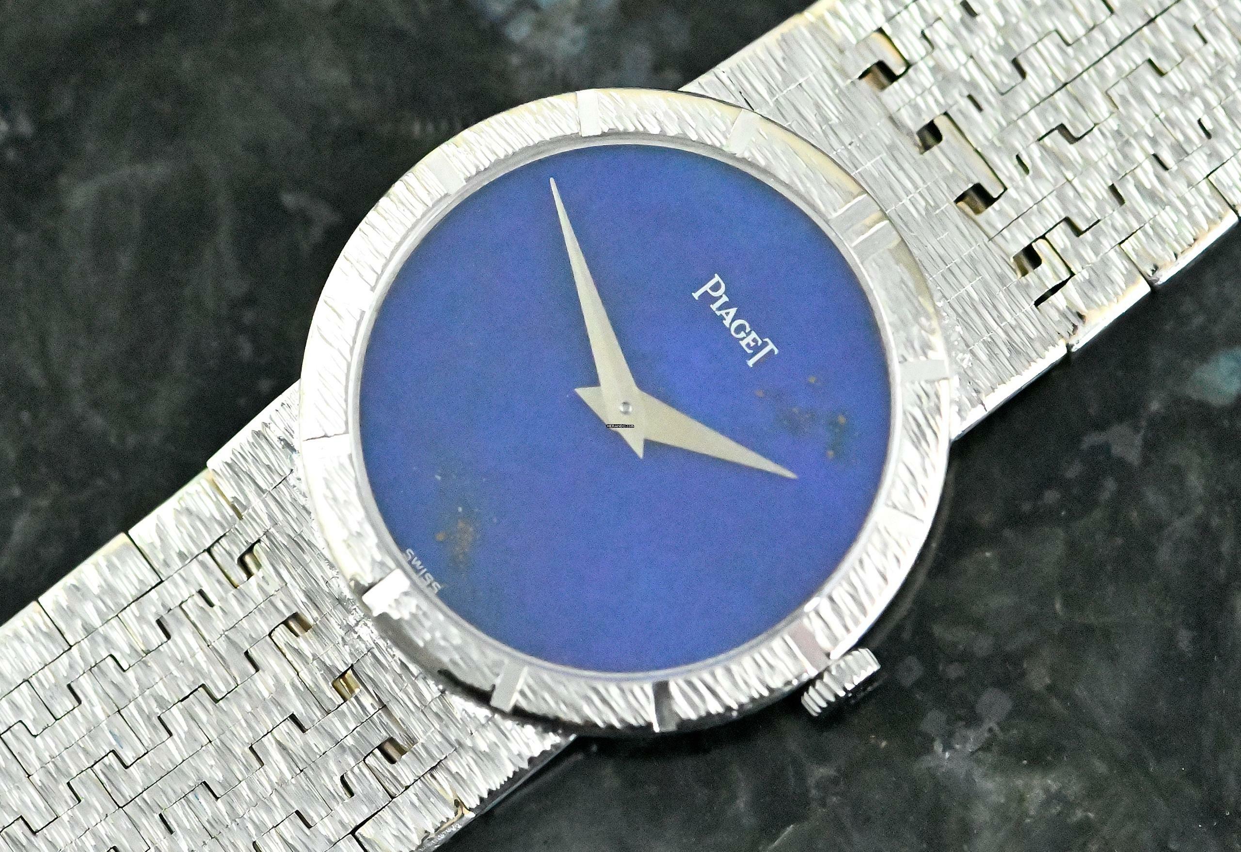  Piaget rare Vintage Dress Watch | 9701 A 6 | Lapislazuli dial | white gold 