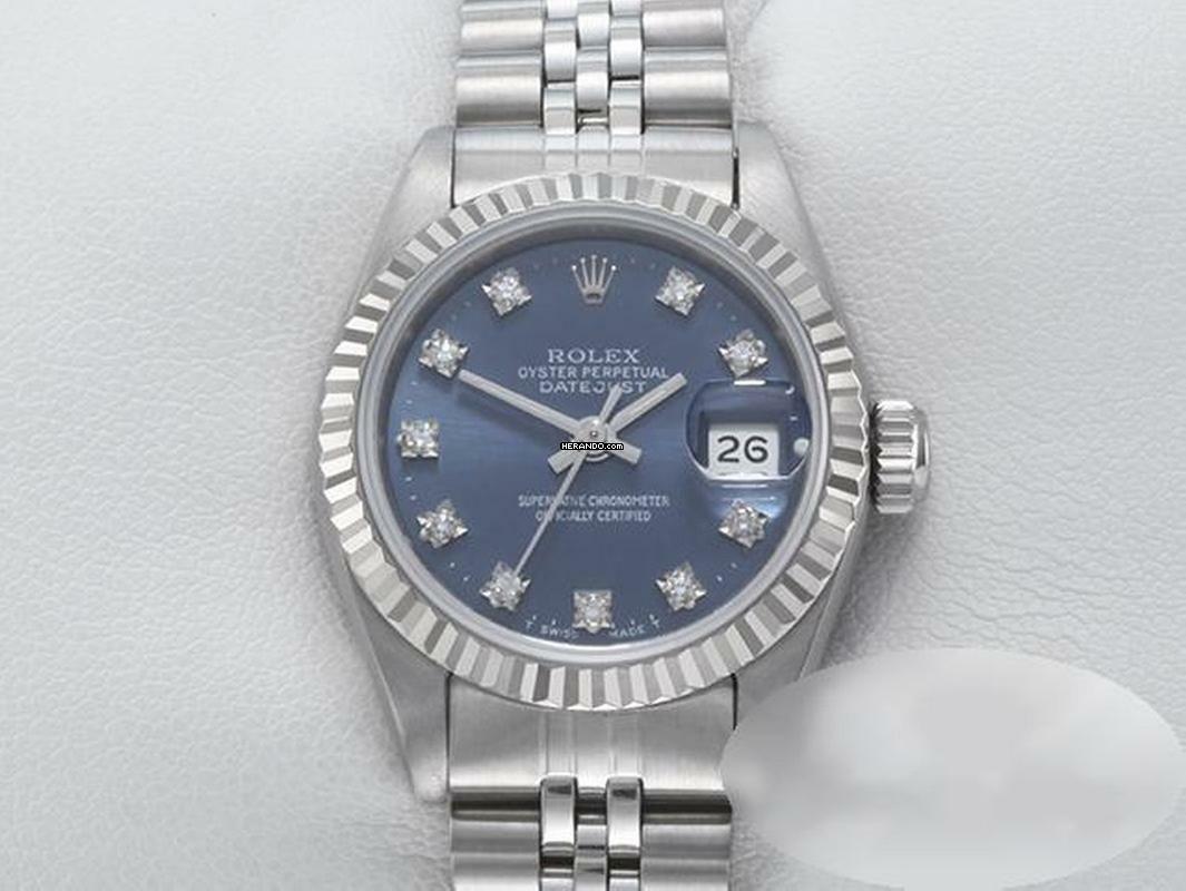 Rolex Lady-Datejust Stahl Weissgold 750 Diamanten Automatik Gold Damen Stainless Steel 18kt White Gold Jubilé-band Chronometer Oyster Blue Dial