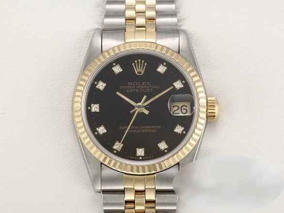  Rolex Datejust 31 Medium Stahl Gelbgold 750 Diamanten Automatik Gold Stahl Stainless Steel 18kt Yellow Gold Jubilé-band Chronometer Oyster Black Dial 