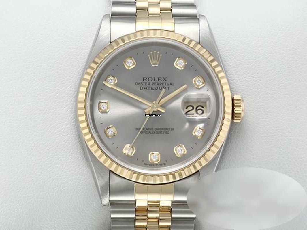 Rolex Datejust 36 36mm 16233 2004 Diamanten Stahl Gelbgold 750 Automatik Gold