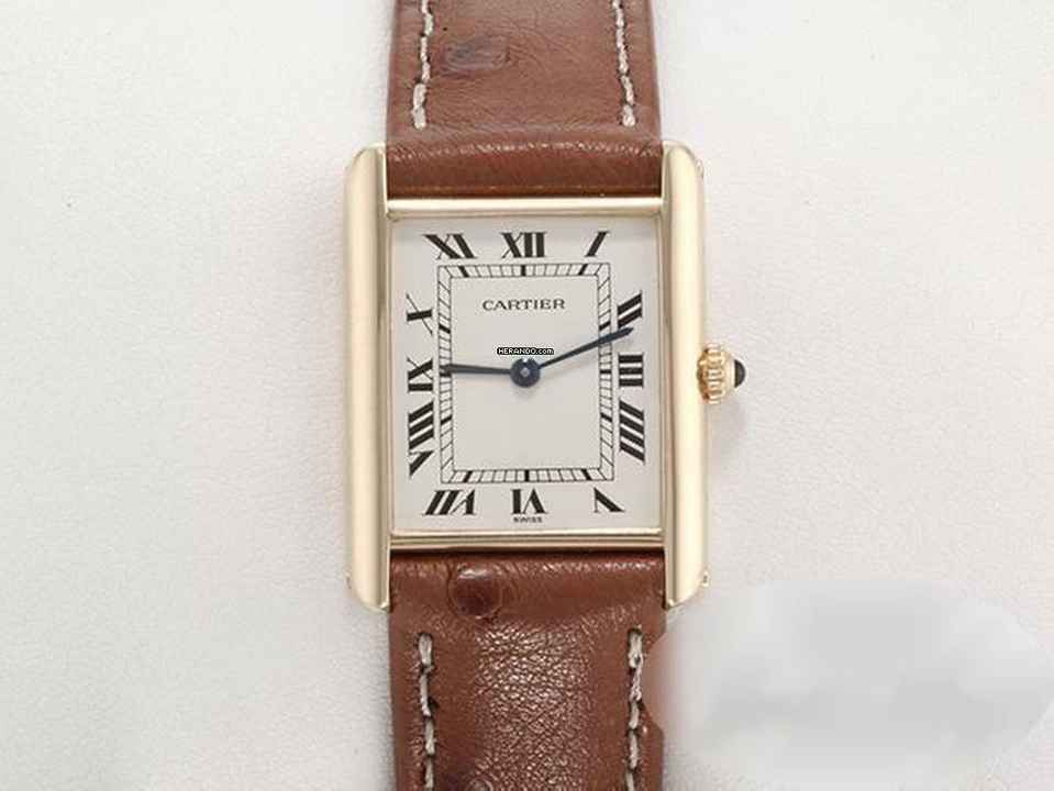 Cartier Tank Louis Cartier Gelbgold 750 Lederband W1512853 18kt Yellow Gold Damen 