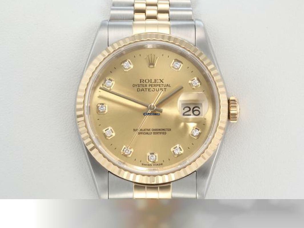  Rolex Datejust 36 36mm 16233 2000 Stahl Gelbgold 750 Diamanten Automatik Stainless Steel 18kt Yellow Gold Jubilé-band Chronometer Oyster 