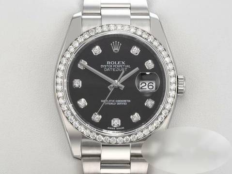  Rolex Datejust 36 36mm 116244 2015 Stahl Weissgold 750 Diamanten Automatik Stainless Steel 18kt White Gold Oyster-band Chronometer Black Dial 