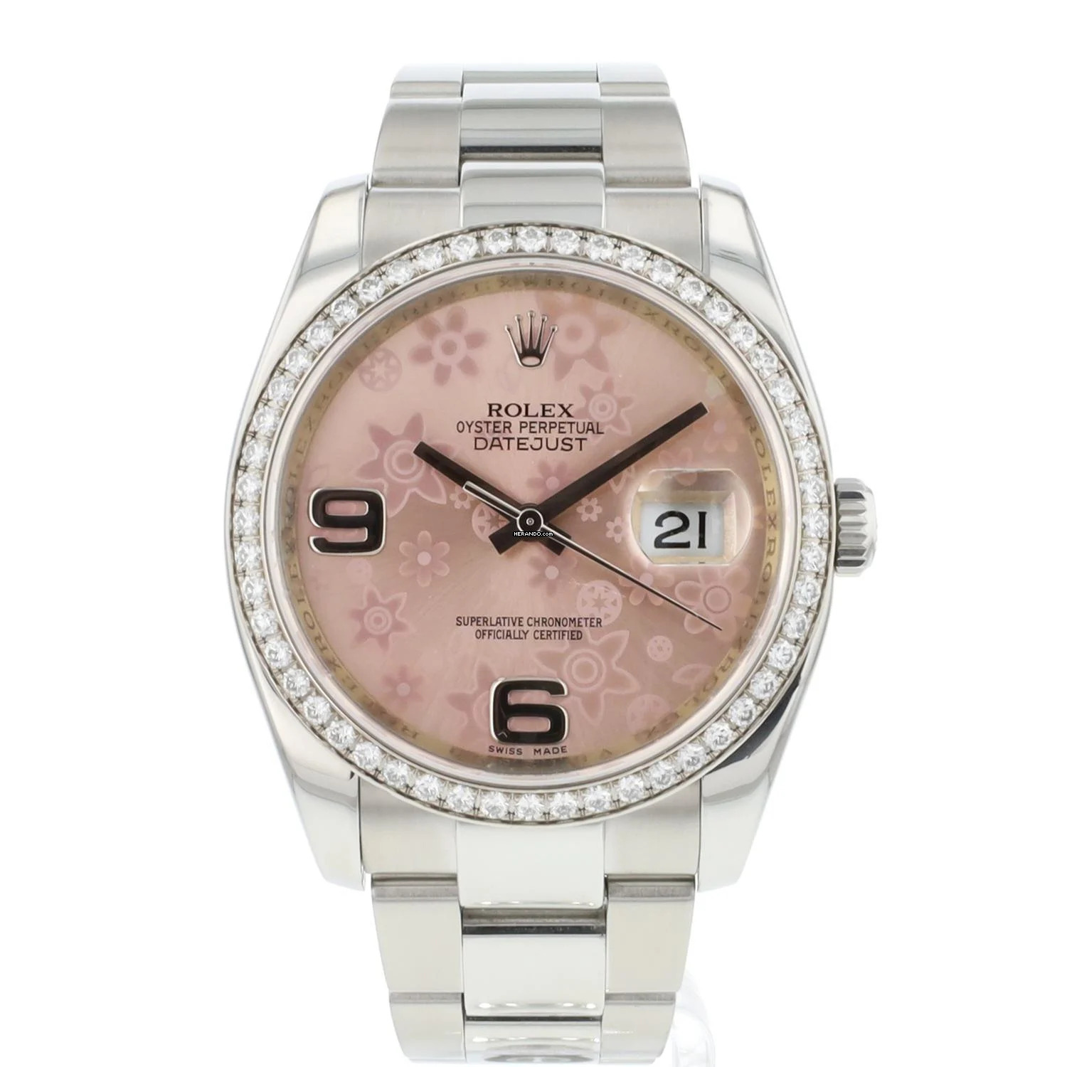 Rolex Datejust 36 Diamond Bezel Pink Flower Dial