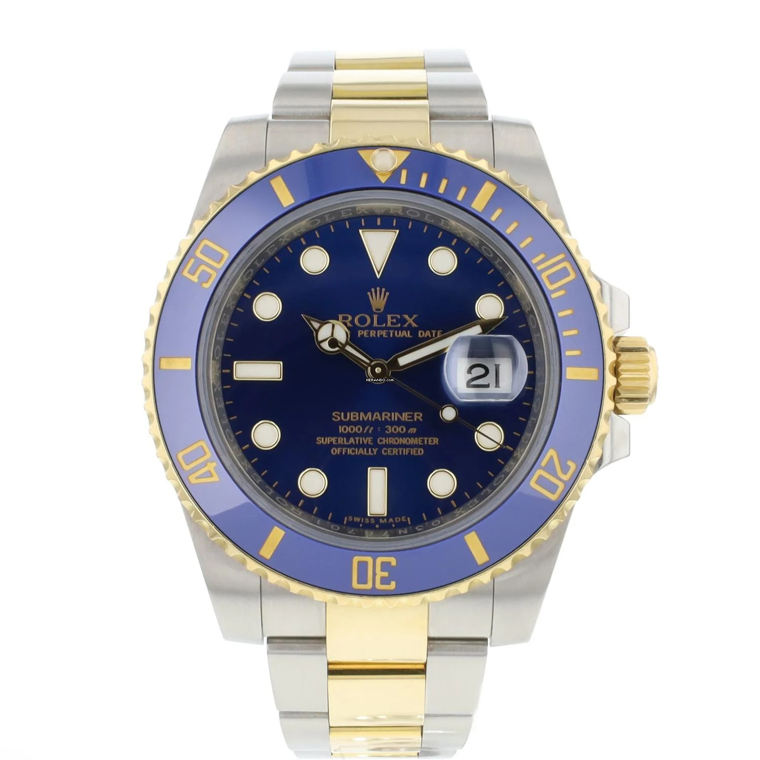  Rolex Submariner Date Steel Gold Blue Dial 