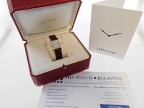 Thumbnail von Cartier Tank Louis Cartier 18 Karat Mid Size mit original Paris Zifferblatt Super Rare Original Cartier Krokoband und Schließe