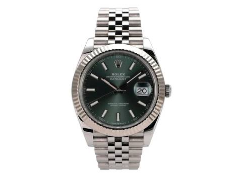  Rolex Datejust 41 Edelstahl Weißgold 126334 Mint Green Jubile-Band 