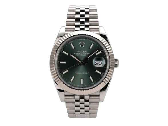  Rolex Datejust 41 Edelstahl Weißgold 126334 Mint Green Jubile-Band 