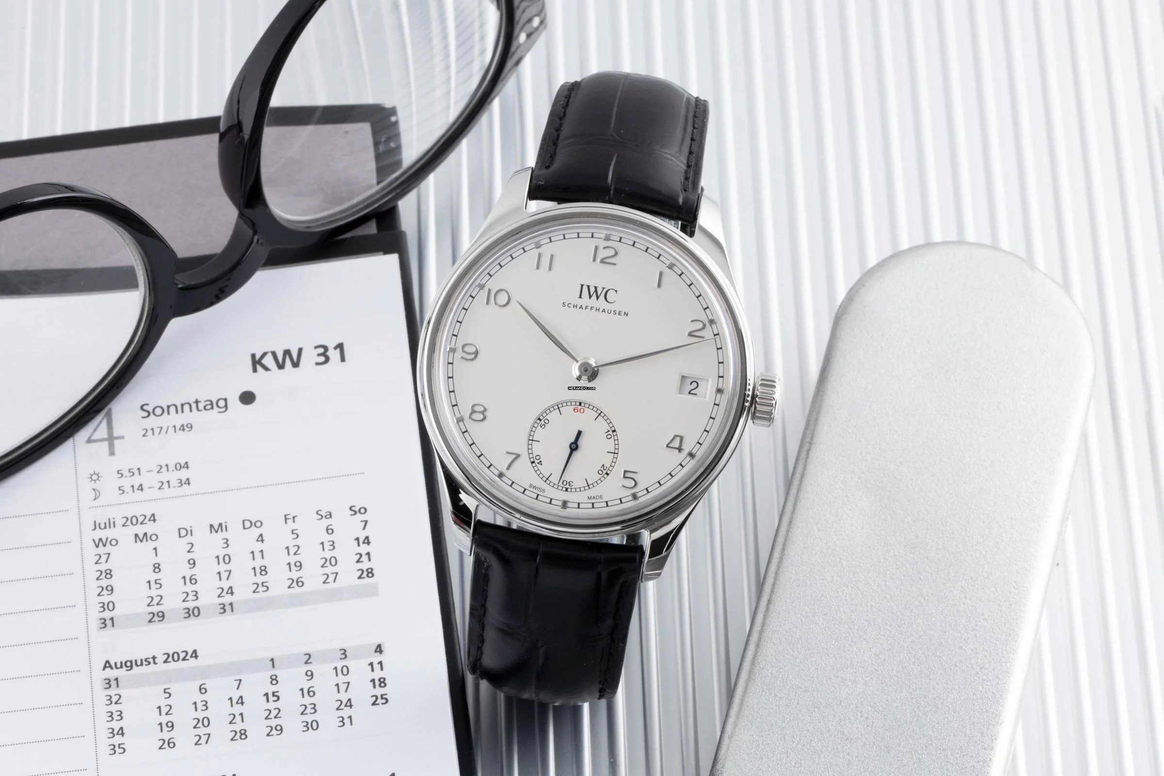 IWC Portugieser Handaufzug 8 Tage Handaufzug Stahl Herrenuhr Ref. IW510203