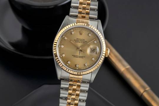  Rolex Datejust 36 Stahl / Gold Diamond Dial Automatik Herren Ref. 16233 S-Serie 