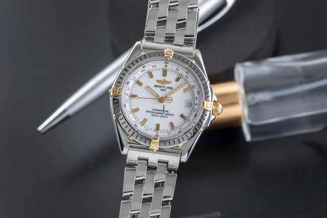  Breitling Windrider Wings Stahl / Gold Automatik Herrenuhr Ref. B10350 B&P 2001 