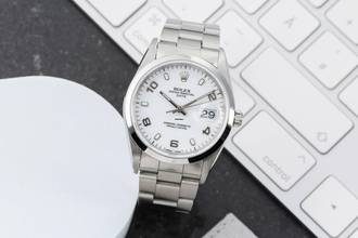 Thumbnail von Rolex Oyster Perpetual Date 34 White Dial Stahl Automatik Herrenuhr Ref. 15200 Papiere 1996