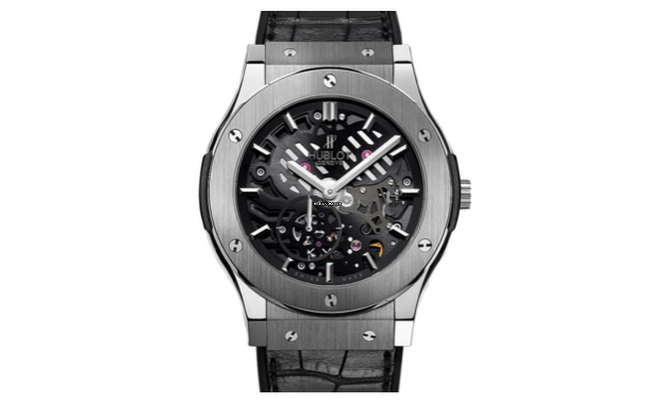  Hublot Classic Fusion Ultra-Thin Skeleton 45MM Titanium Like New 515.NX.0170.LR 