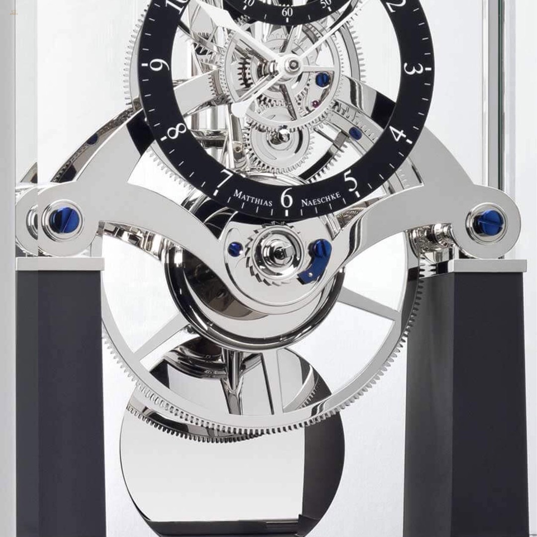 Thumbnail von NT 7 – Rhodinierte Design-Tischuhr mit Skelettwerk